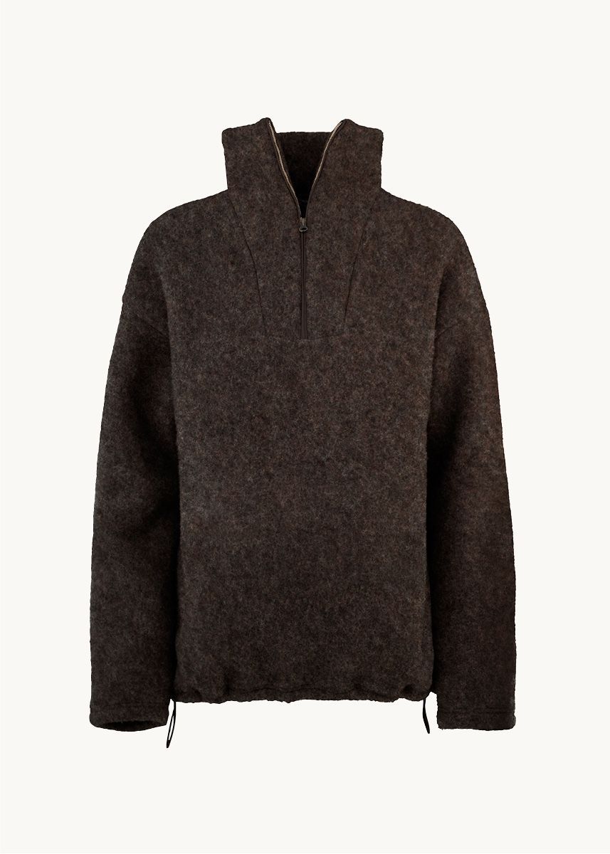 Genser i ullfleece med half zip, unisex